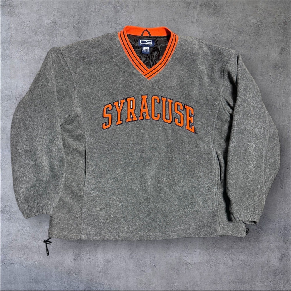 Vintage Syracuse Fleece Mens Large Windbreaker Gray Spellout Crable‎ Sportswear